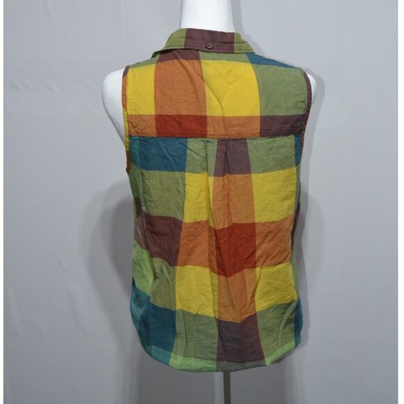 Toad & Co Woman's Plaid Button-Down Tank Top Size Small - Picture 2 of 7